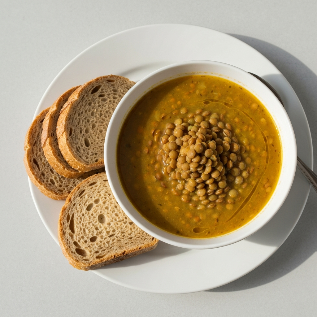 Lentil soup with bread