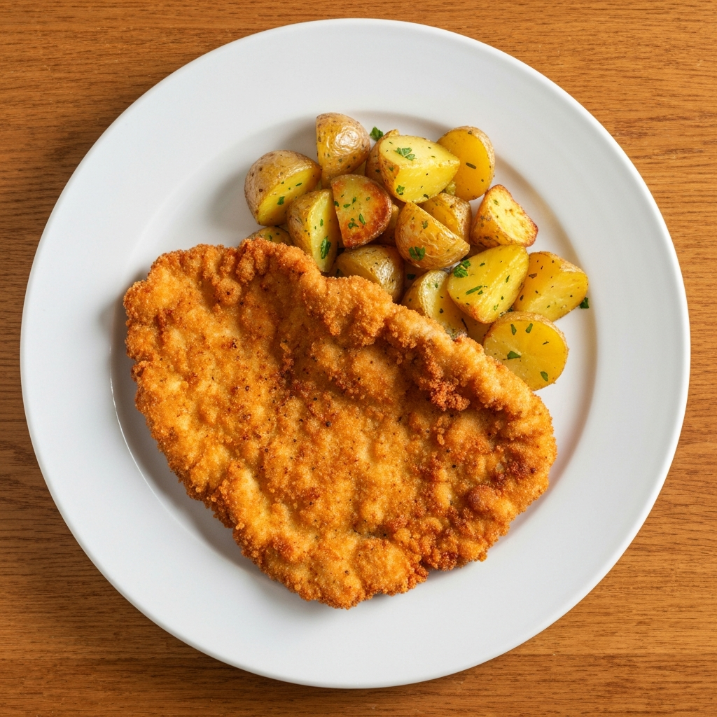 Pork schnitzel with potatoes